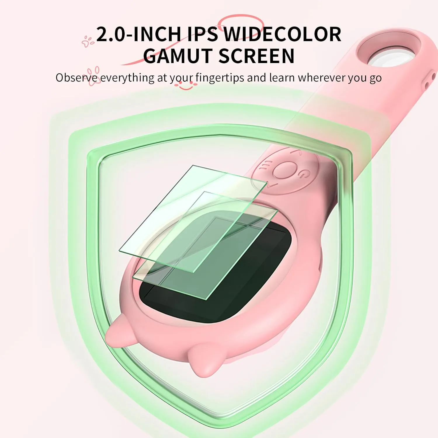 Portable Handheld Mini Digital Microscope for Kids - Educational Science Toys, Christmas & Birthday Gifts for Age 3-8 Girls & Boys (Pink)