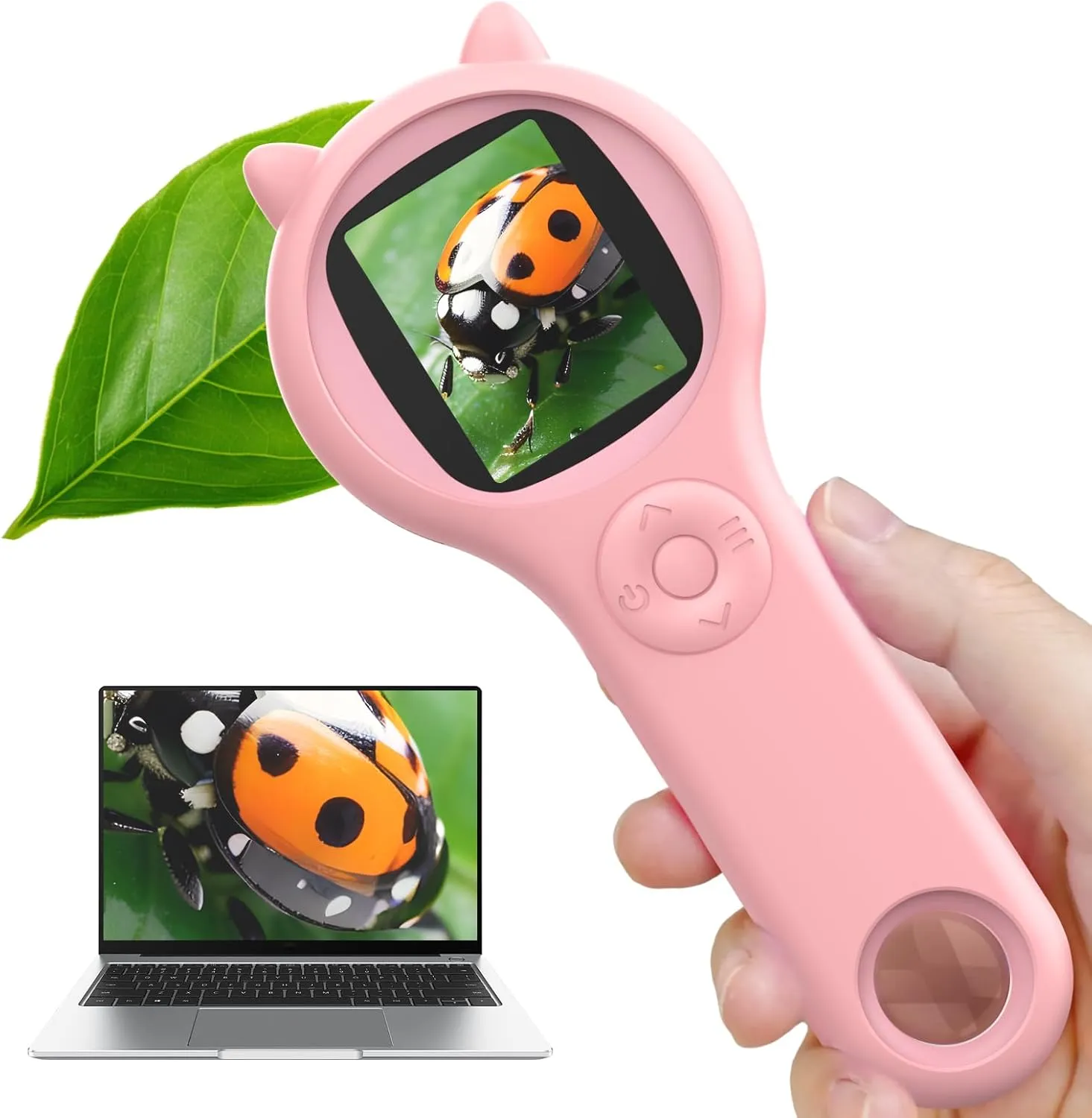 Portable Handheld Mini Digital Microscope for Kids - Educational Science Toys, Christmas & Birthday Gifts for Age 3-8 Girls & Boys (Pink)