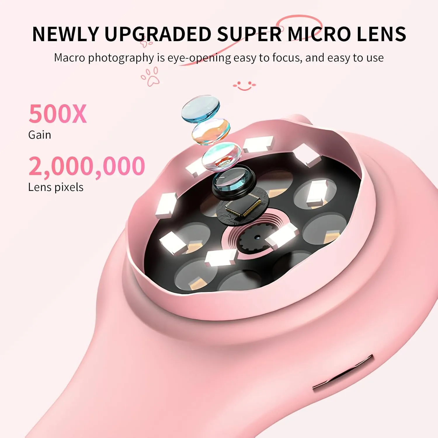 Portable Handheld Mini Digital Microscope for Kids - Educational Science Toys, Christmas & Birthday Gifts for Age 3-8 Girls & Boys (Pink)