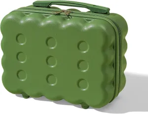 Portable Makeup Travel Case Mini Suitcase with Elastic Band Hard Shell Make Up Case Small Travel Cosmetic Case Hand Luggage for Women Dark Green