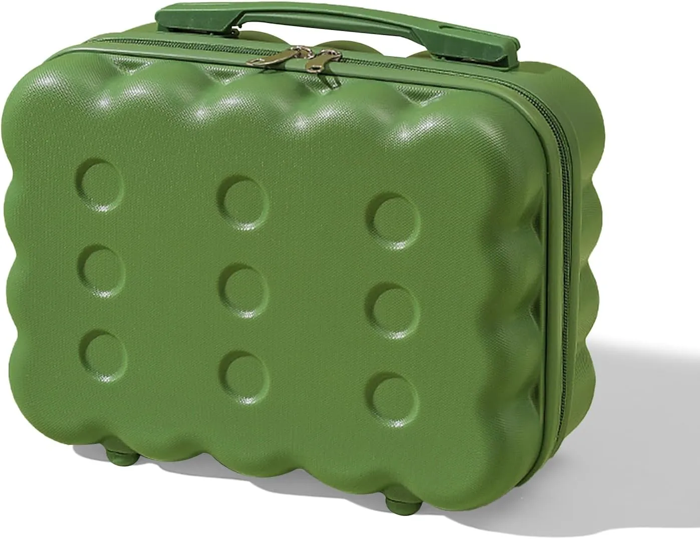 Portable Makeup Travel Case Mini Suitcase with Elastic Band Hard Shell Make Up Case Small Travel Cosmetic Case Hand Luggage for Women Dark Green