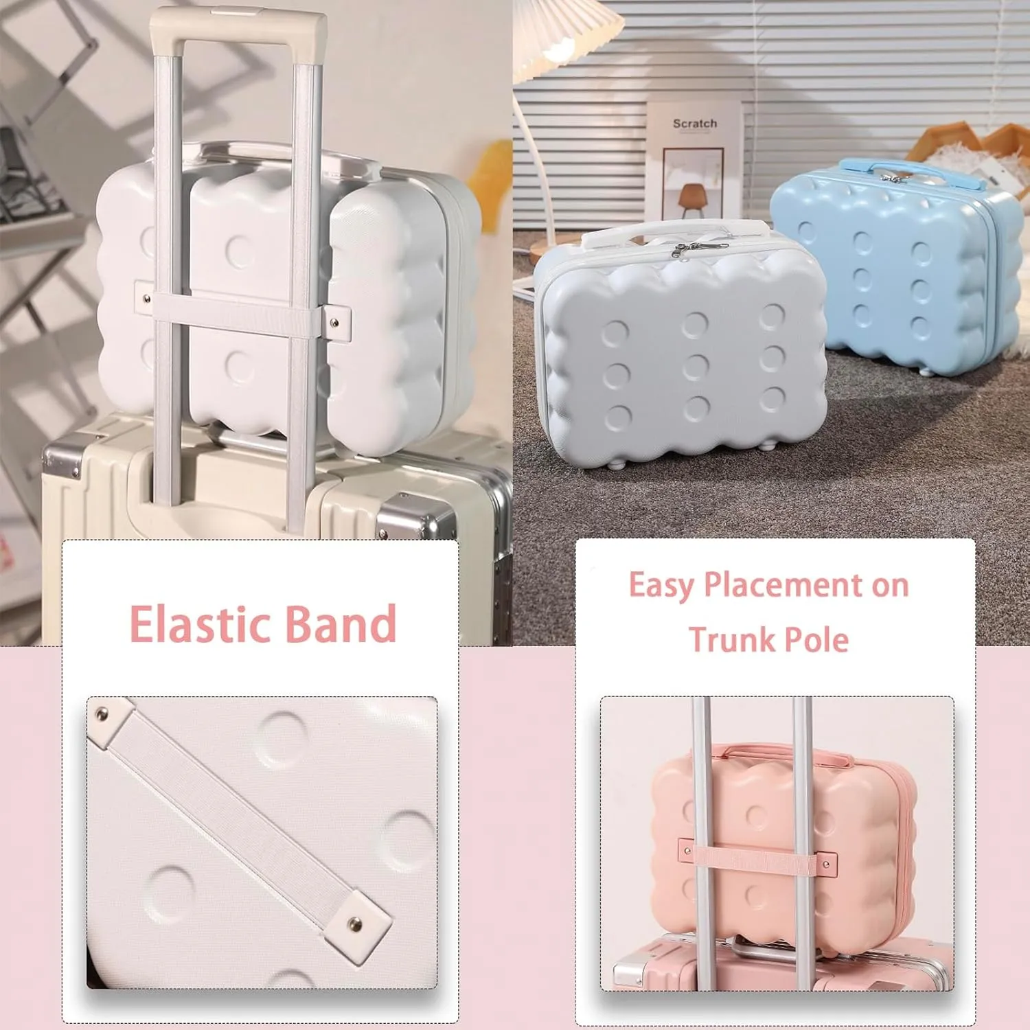 Portable Makeup Travel Case Mini Suitcase with Elastic Band Hard Shell Make Up Case Small Travel Cosmetic Case Hand Luggage for Women Dark Green