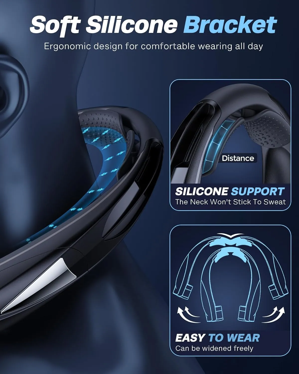 Portable Neck Fan - with LED Book Light, 6-20 Hrs Long Battery, 6-Speed Adjustable, USB-C Rechargeable, Ultra Quiet, Hands-Free Personal Cooling for Men Women Outdoor Indoor