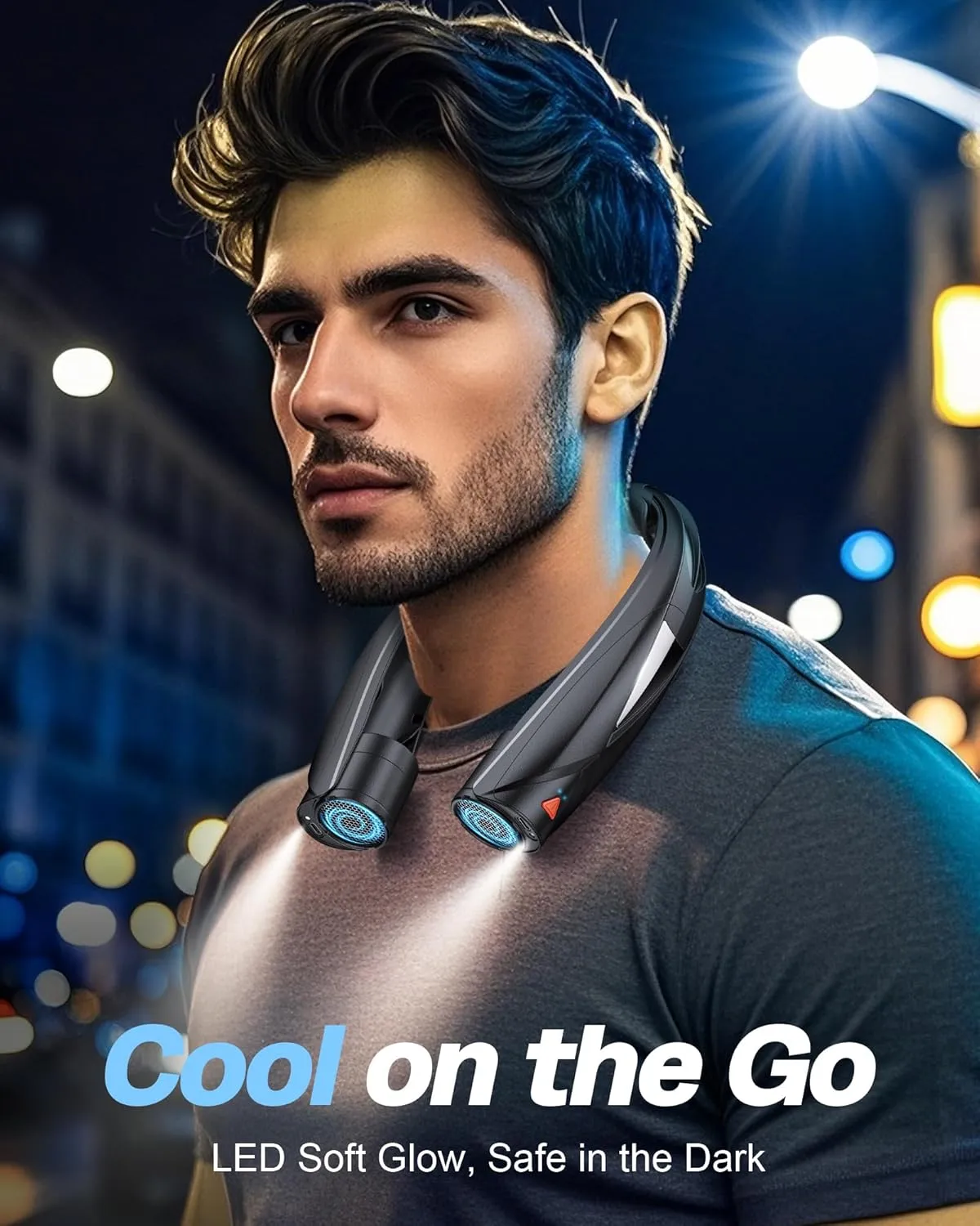 Portable Neck Fan - with LED Book Light, 6-20 Hrs Long Battery, 6-Speed Adjustable, USB-C Rechargeable, Ultra Quiet, Hands-Free Personal Cooling for Men Women Outdoor Indoor