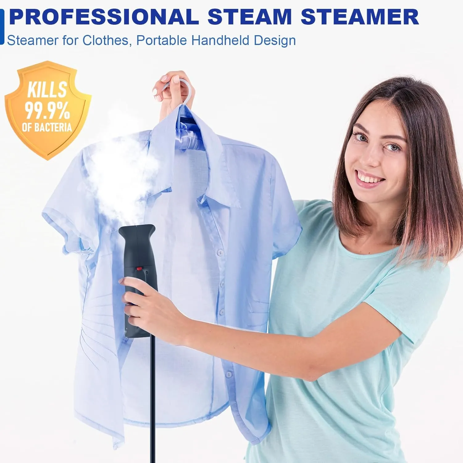 Powerful Travel Steamer for Clothes Handheld Clothing Steamer Handheld Garment Steamer Wrinkle Remover for Home and Travel Black