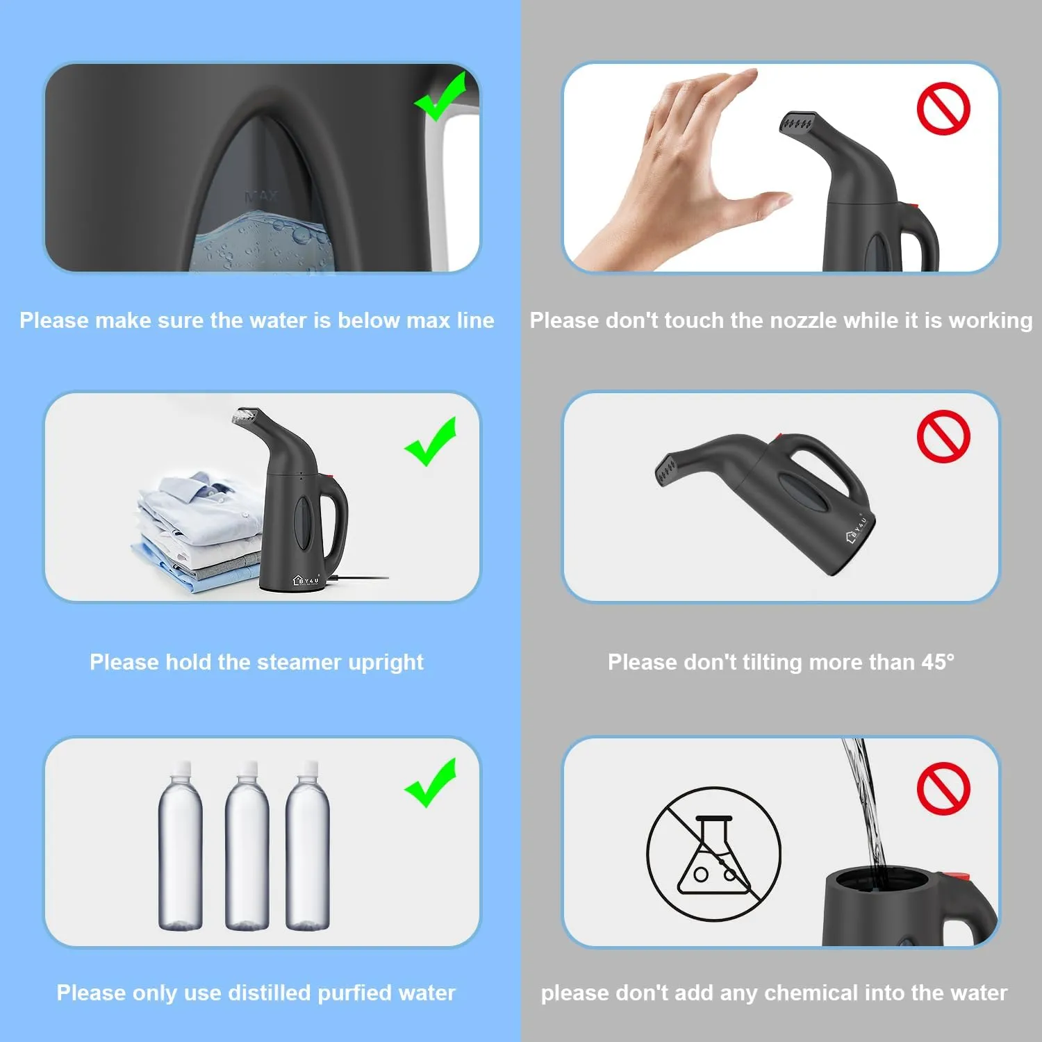 Powerful Travel Steamer for Clothes Handheld Clothing Steamer Handheld Garment Steamer Wrinkle Remover for Home and Travel Black