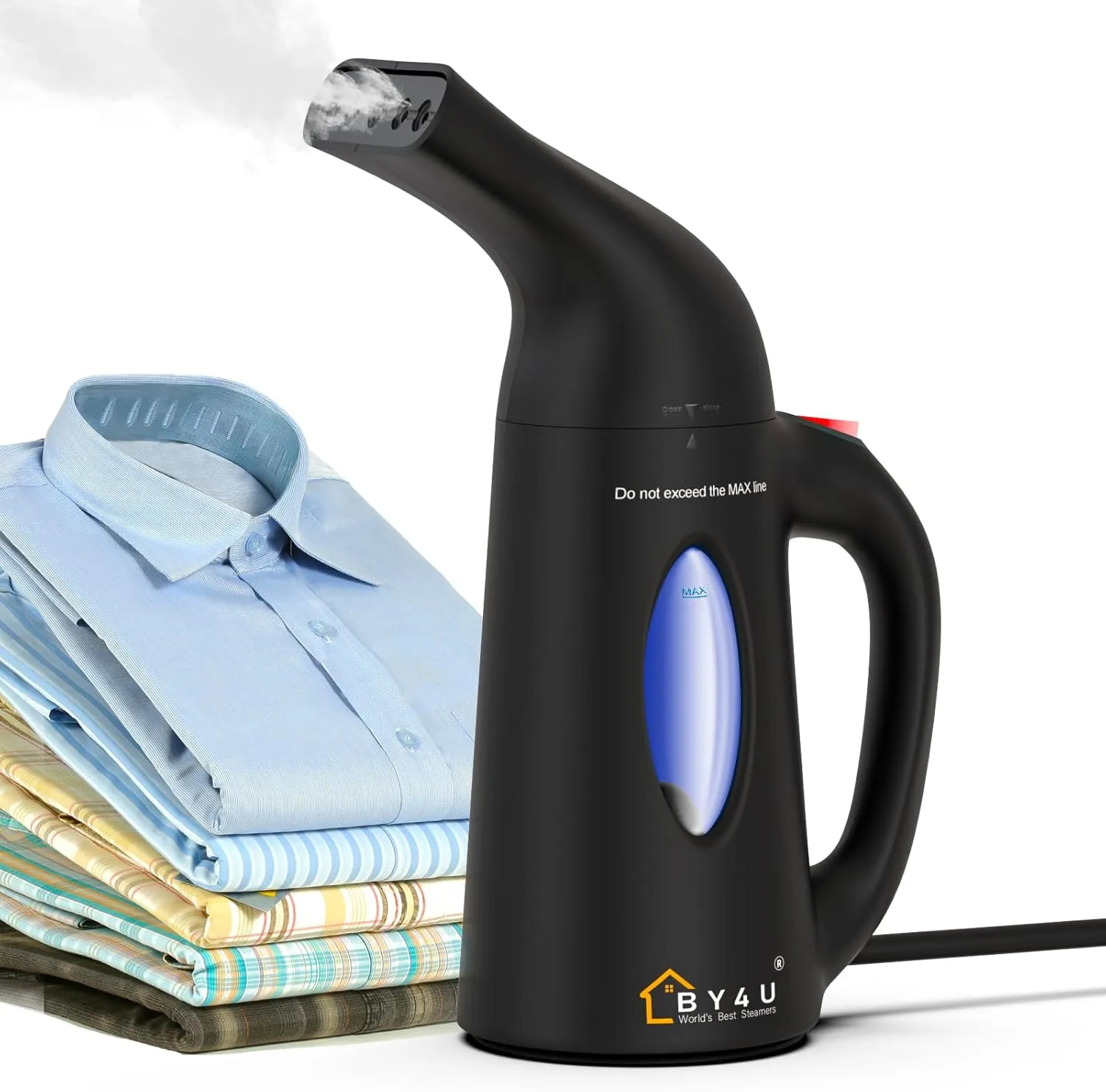 Powerful Travel Steamer for Clothes Handheld Clothing Steamer Handheld Garment Steamer Wrinkle Remover for Home and Travel Black