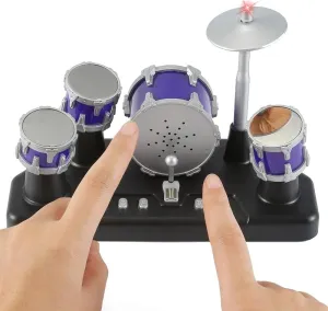 PowerTRC Finger Drum Set Mini Electric Small Desktop Fun Novelty Accessories Instrument Game Party Favor with Lights & Sounds for Kids Adults
