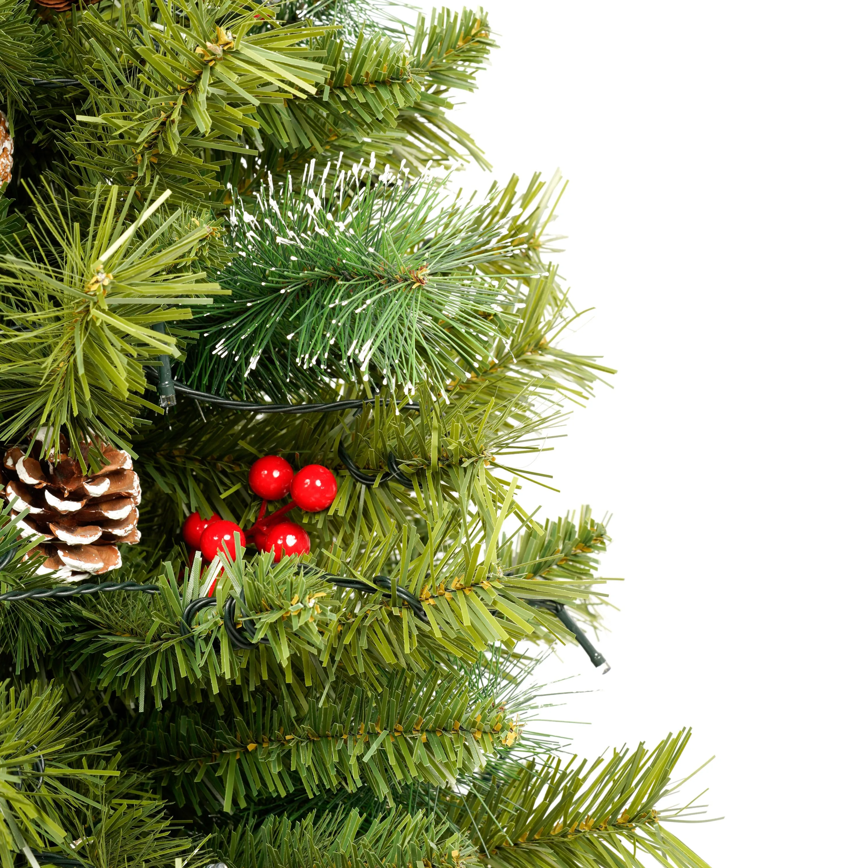 Pre-lit Xmas Tree Artificial Christmas 4-Piece Set,Garland, Wreath and Set of 2 3FT Entrance Trees X-mas with LED Lights, Christmas Tree