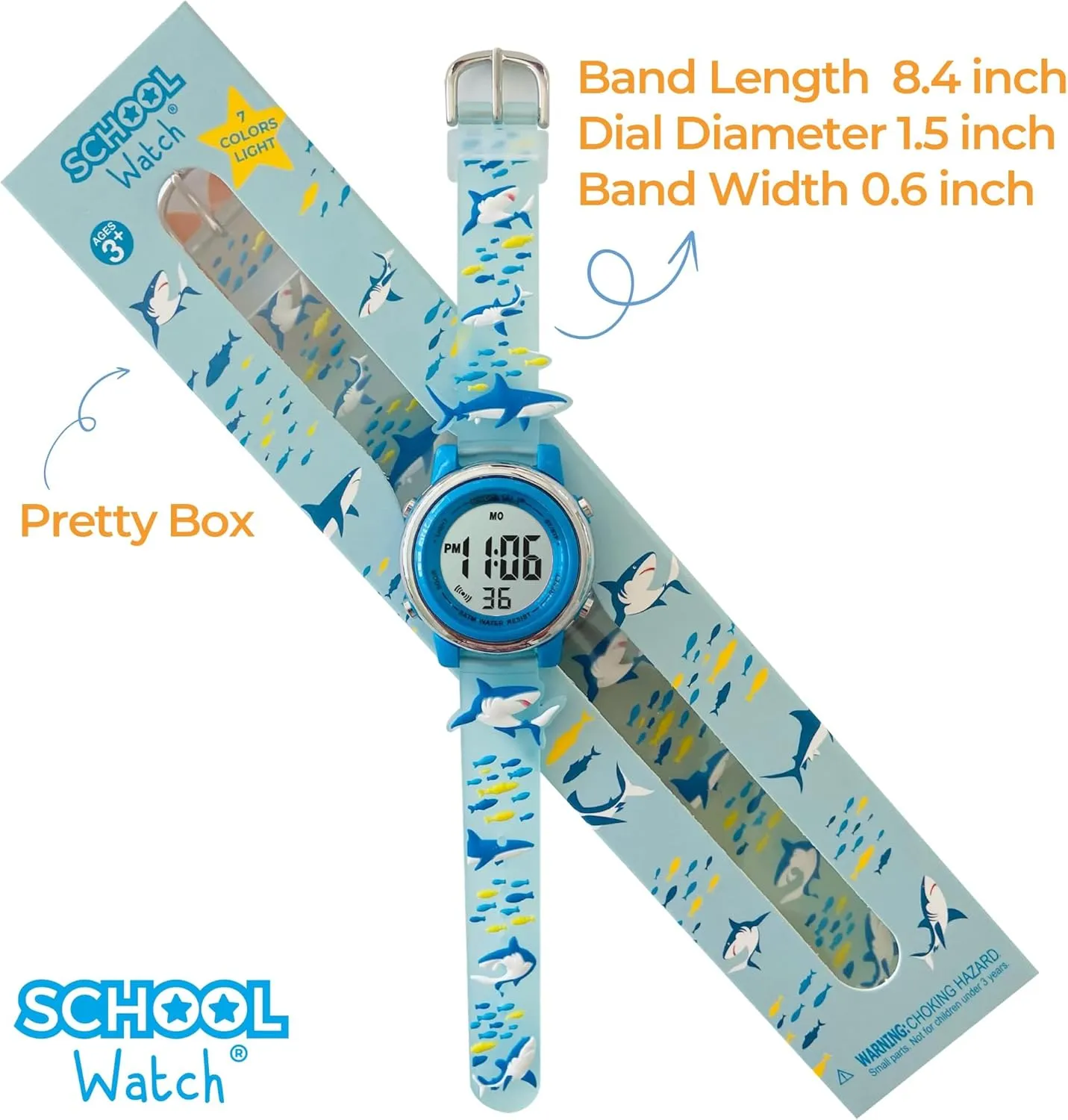 Preschool Collection Kids Digital Light Up Watch - Monster Trucks, Dinosaurs, Shark, Unicorn, Butterfly, Spider - Girls, Boys, Children, School