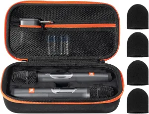 ProCase Microphone Case for JBL Speaker Wireless Two Microphone System, Hard EVA Handheld Dual Mic Travel Bag, Portable Carrying Storage Box for Karaoke,Receiver, Batteries Accessories Holder -Black