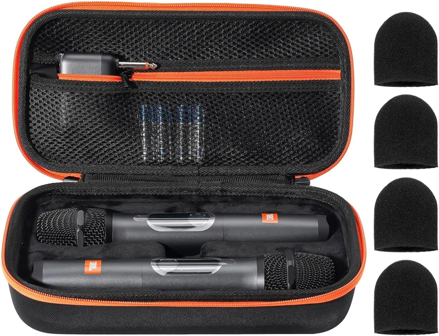 ProCase Microphone Case for JBL Speaker Wireless Two Microphone System, Hard EVA Handheld Dual Mic Travel Bag, Portable Carrying Storage Box for Karaoke,Receiver, Batteries Accessories Holder -Black