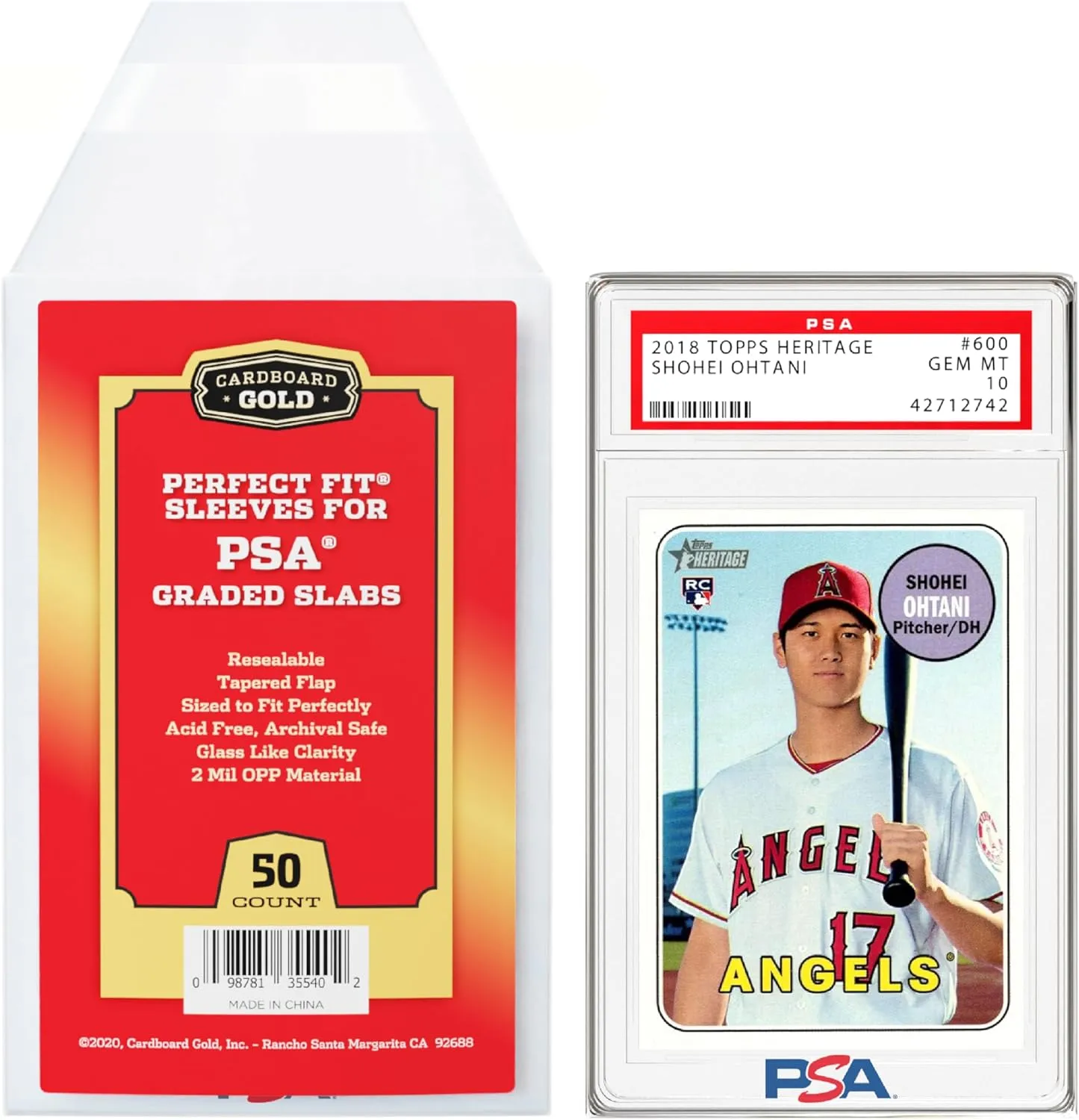 PSA Graded Card Sleeves - 50 Count Perfect Fit Resealable Sleeves for PSA Graded Baseball, Football, Gaming, Sports Cards - PSA Slab Sleeves Protector, Acid Free Card Slabs