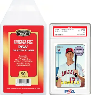 PSA Graded Card Sleeves - 50 Count Perfect Fit Resealable Sleeves for PSA Graded Baseball, Football, Gaming, Sports Cards - PSA Slab Sleeves Protector, Acid Free Card Slabs