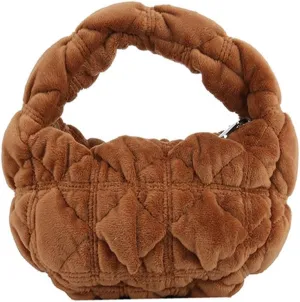 Puffer Bag for Women Mini Bubble Purse Velvet Clutch Lightweight Puffy Handbag Quilted Tote Bag Crescent Carryall Bag
