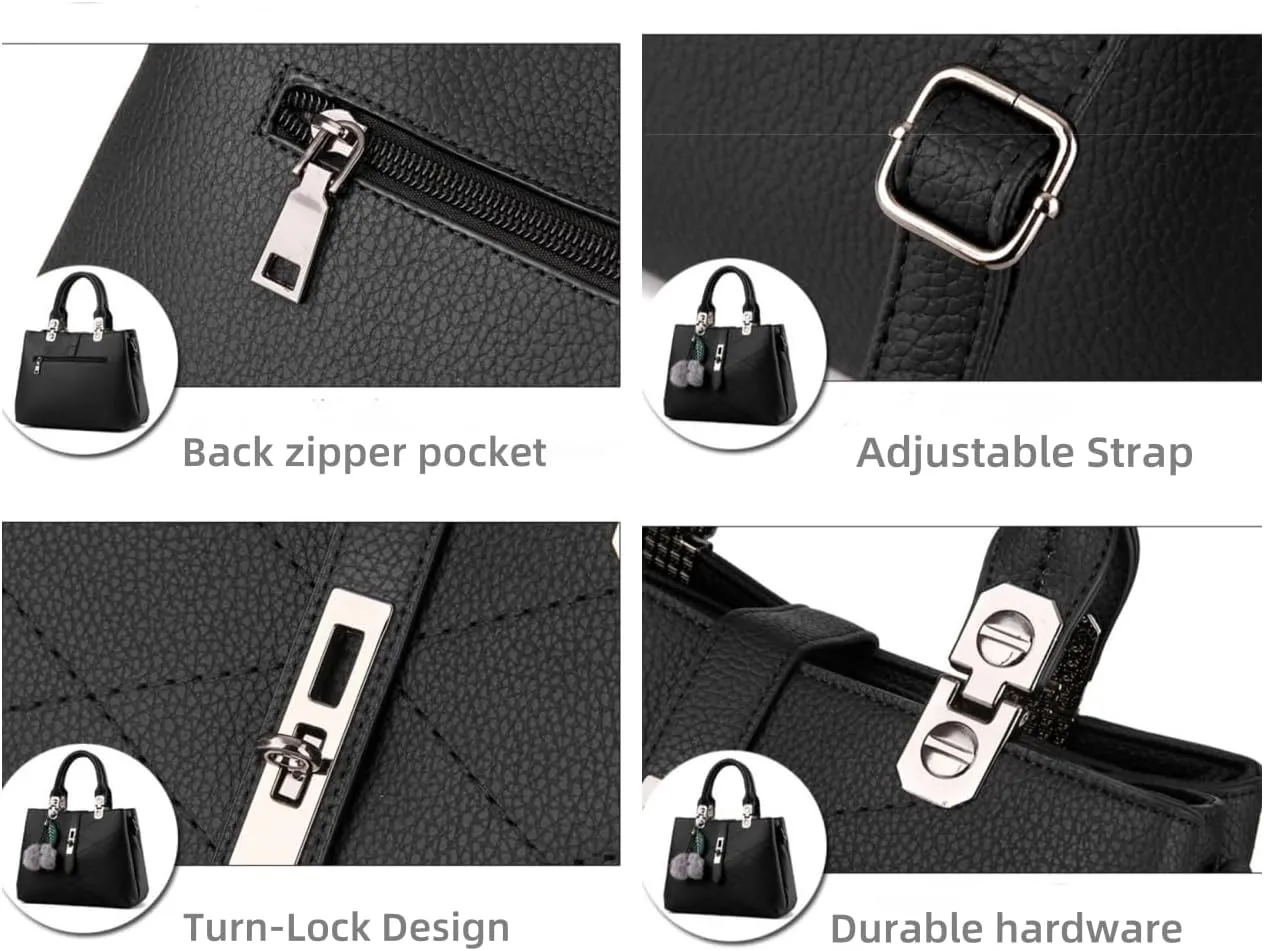 Purses and Handbags for Women Utility Top Handle Satchel Tote Bags with 3 Compartments Ladies Crossbody Bags Medium Size