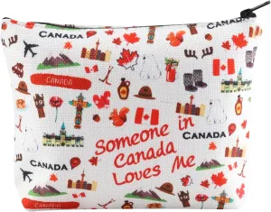 PXTIDY Canada Makeup Bag Long Distance Relationships Gift Someone In Canada Loves Me Cosmetic Bag Canada Souvenir Gift