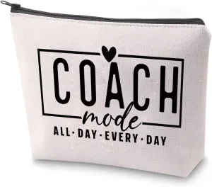 PXTIDY Coach Mode Makeup Bag Baseball Cheer Volleyball Coach Gift Game Day Party Favors Zipper Bag