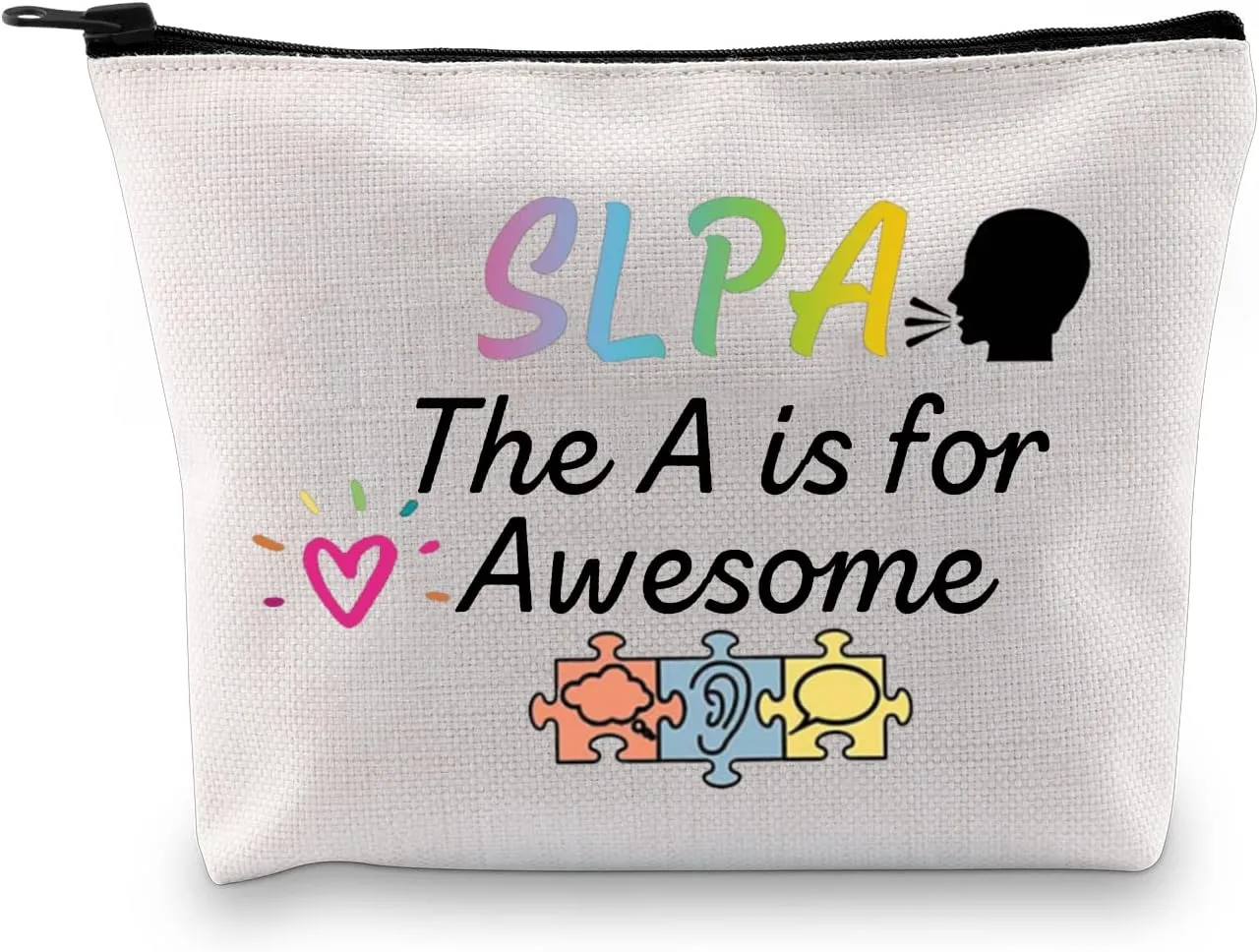 PXTIDY Speech Therapy Bag SLPA Gift Speech Language Pathology Assistant Gift SLPA The A is for Awesome Makeup Bag Speech Language Pathologist Assistant Gift