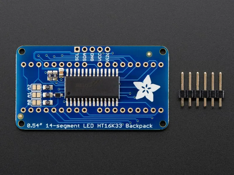 Quad Alphanumeric Display - Blue 0.54 Inch Digits w/ I2C Backpack (ID: 1912)