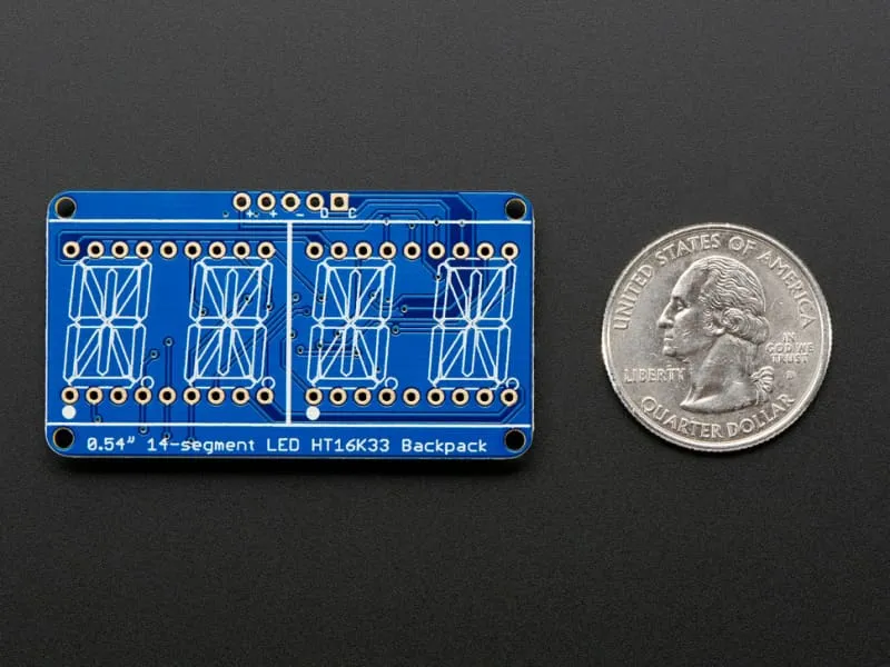 Quad Alphanumeric Display - Blue 0.54 Inch Digits w/ I2C Backpack (ID: 1912)