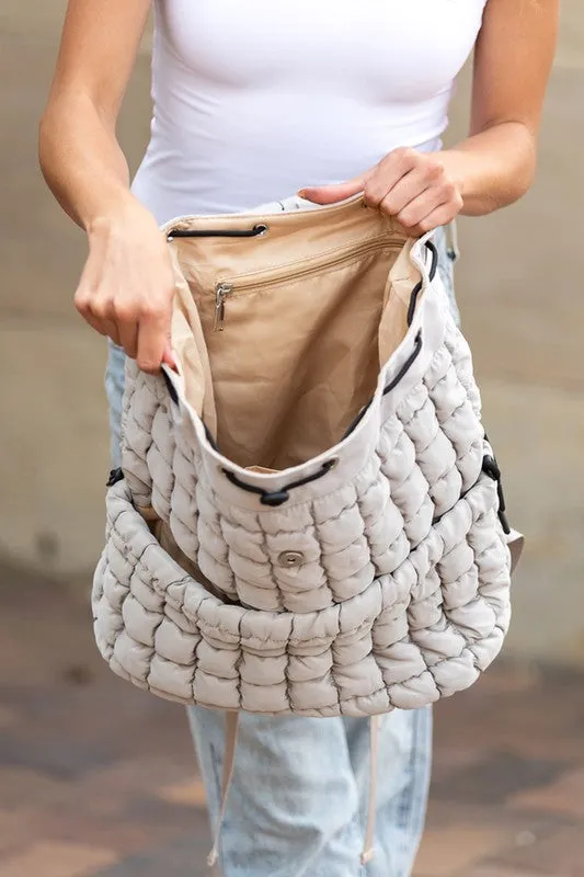 Quilted Puffer Backpack Shoulder Bag