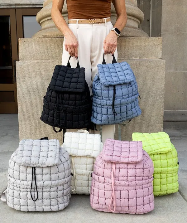Quilted Puffer Backpack Shoulder Bag