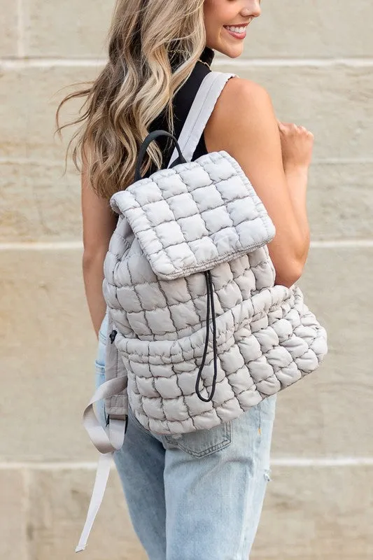 Quilted Puffer Backpack Shoulder Bag