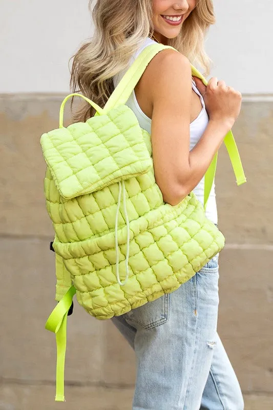 Quilted Puffer Backpack Shoulder Bag