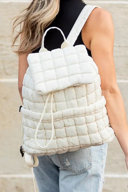 Quilted Puffer Backpack Shoulder Bag