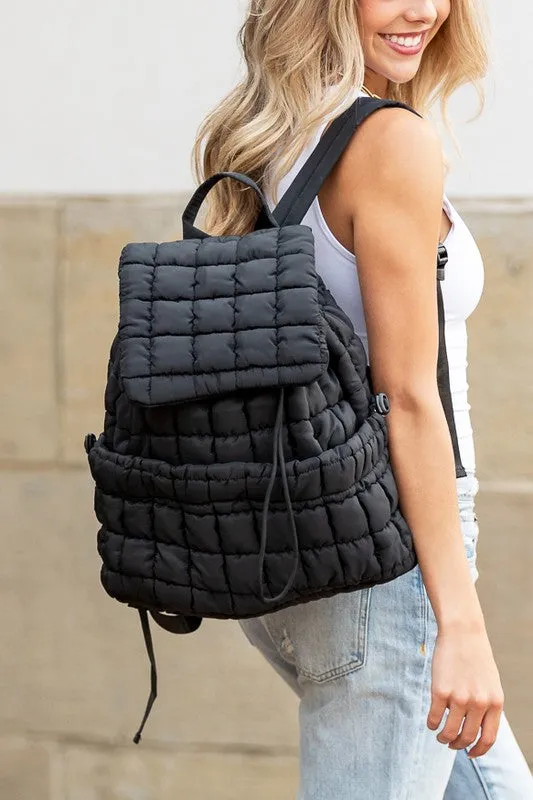 Quilted Puffer Backpack Shoulder Bag
