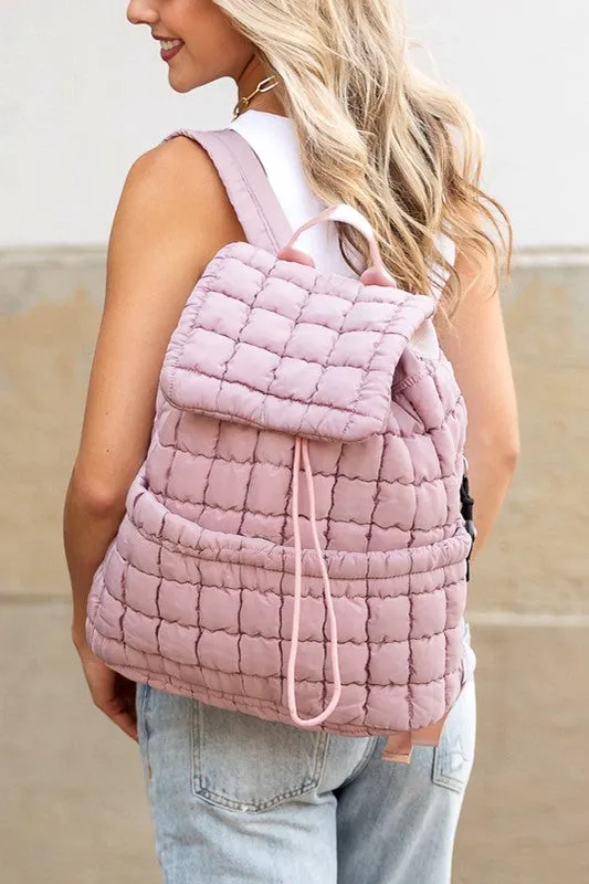 Quilted Puffer Backpack Shoulder Bag