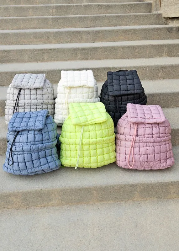Quilted Puffer Backpack Shoulder Bag