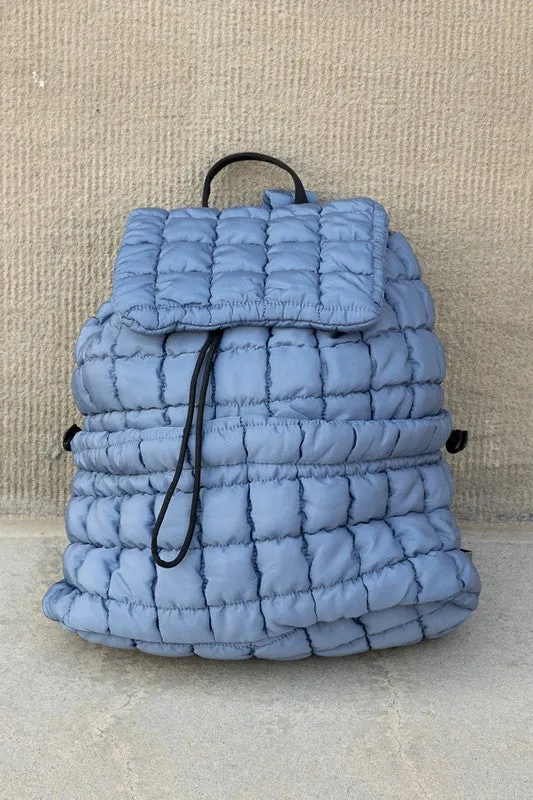 Quilted Puffer Backpack Shoulder Bag