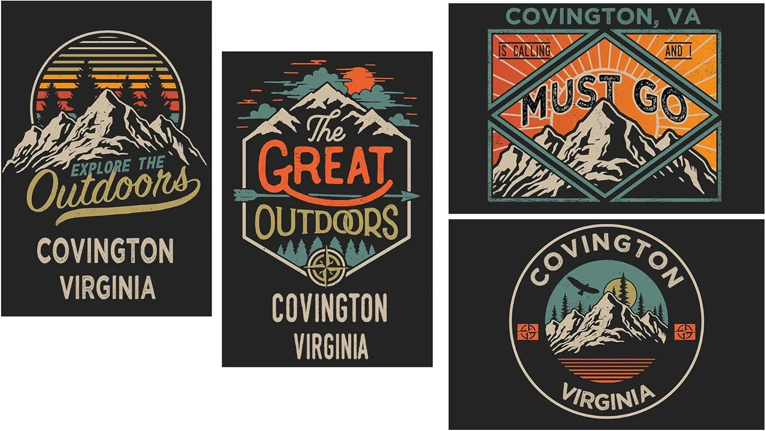 R and R Imports Covington Virginia Souvenir 2x3 Inch Fridge Magnet The Great Outdoors Design 4-Pack