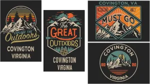R and R Imports Covington Virginia Souvenir 2x3 Inch Fridge Magnet The Great Outdoors Design 4-Pack
