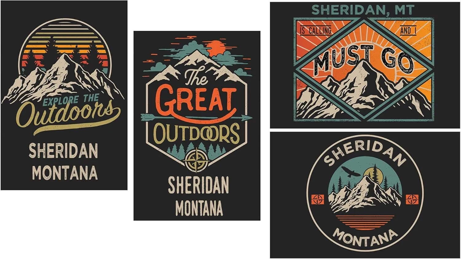 R and R Imports Sheridan Montana Souvenir 2x3 Inch Fridge Magnet The Great Outdoors Design 4-Pack