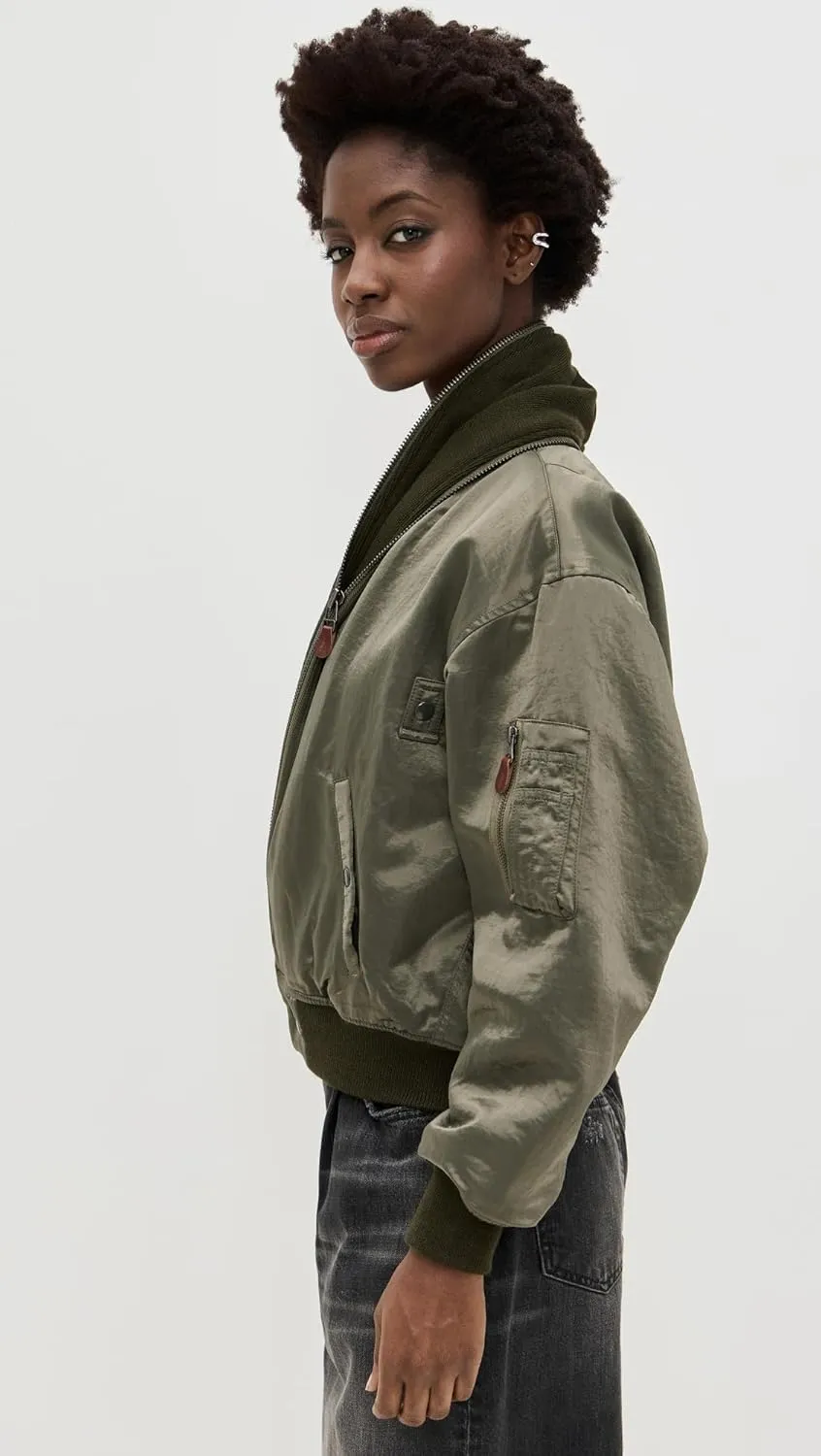 R13 Women's Zip Collar Flight Jacket