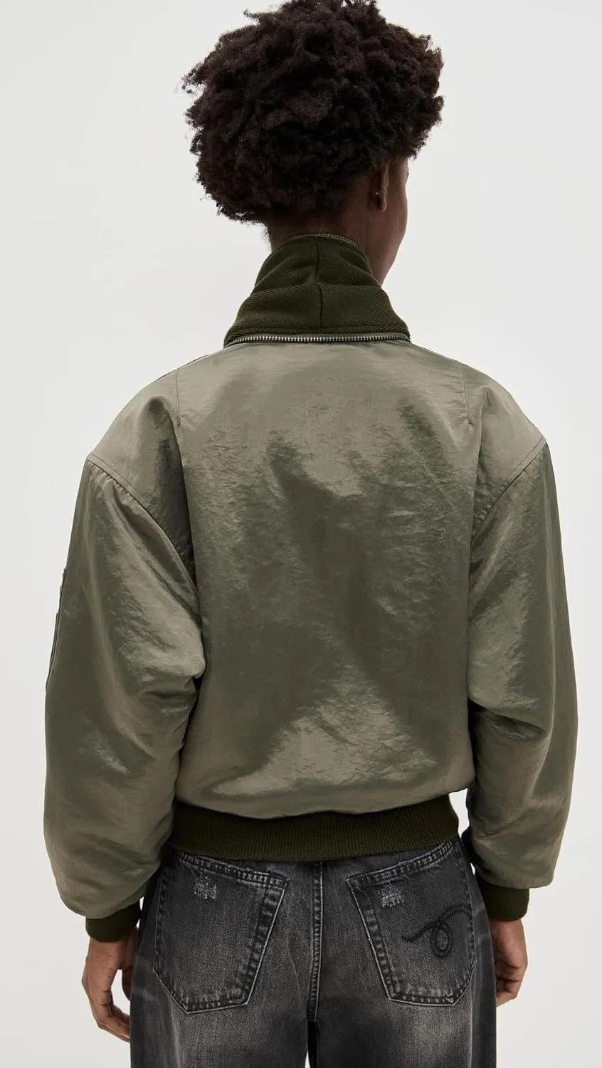 R13 Women's Zip Collar Flight Jacket