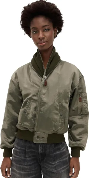 R13 Women's Zip Collar Flight Jacket