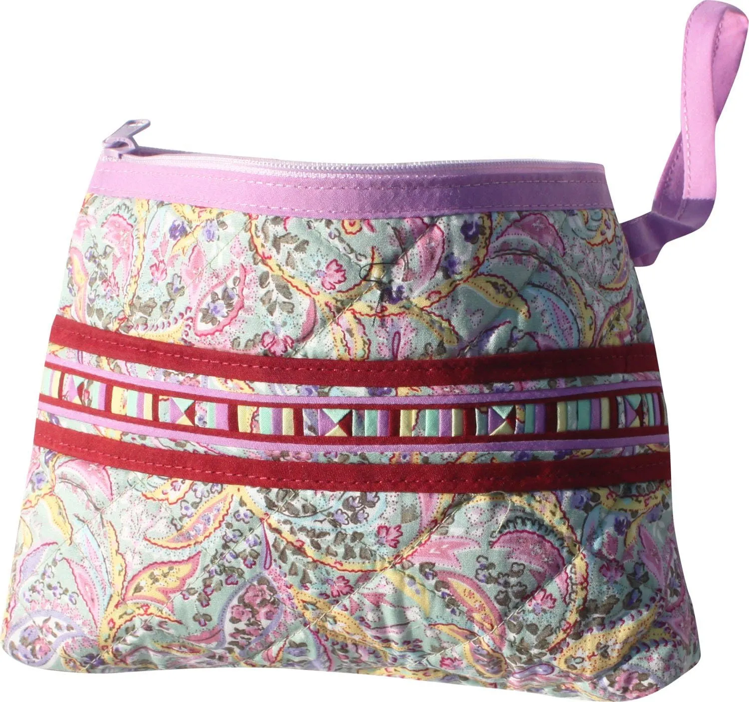 RaanPahMuang Toiletry Tote Bag Storage Travel Zip Top Fair Trade Pink Crimson Pattern