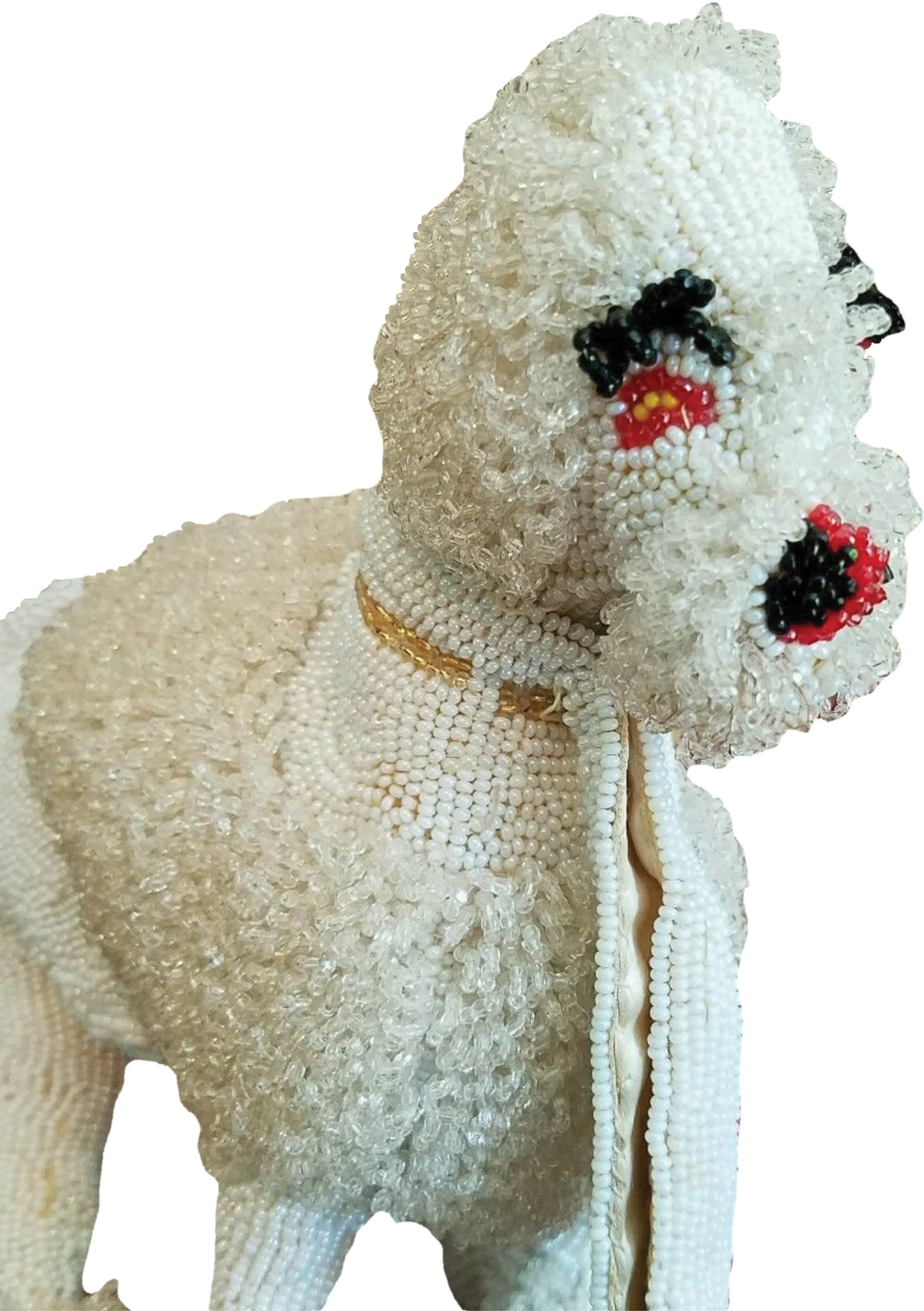 Rare 1950s White Beaded Poodle Figural Handbag - New!
