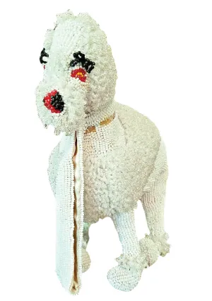Rare 1950s White Beaded Poodle Figural Handbag - New!