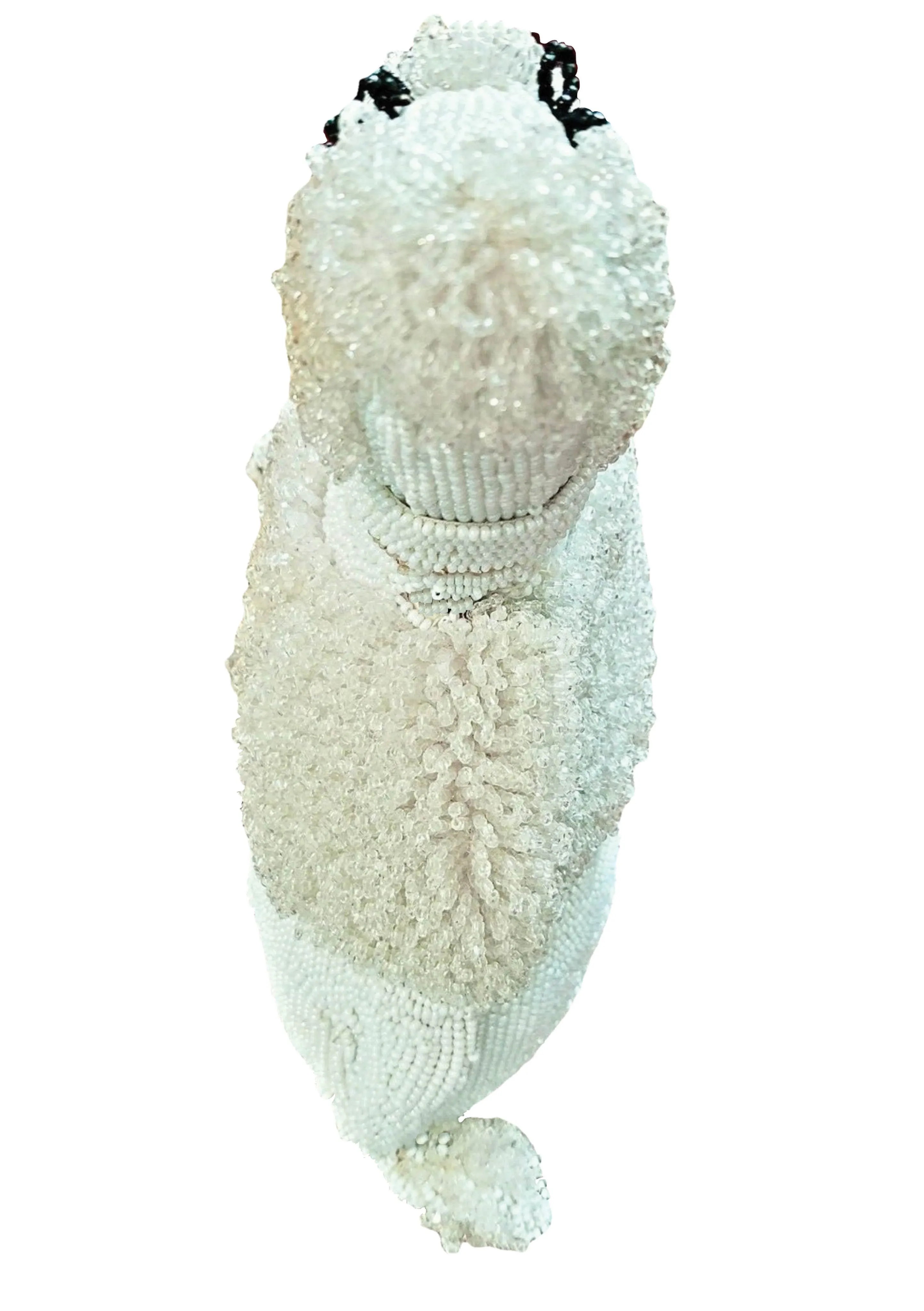 Rare 1950s White Beaded Poodle Figural Handbag - New!