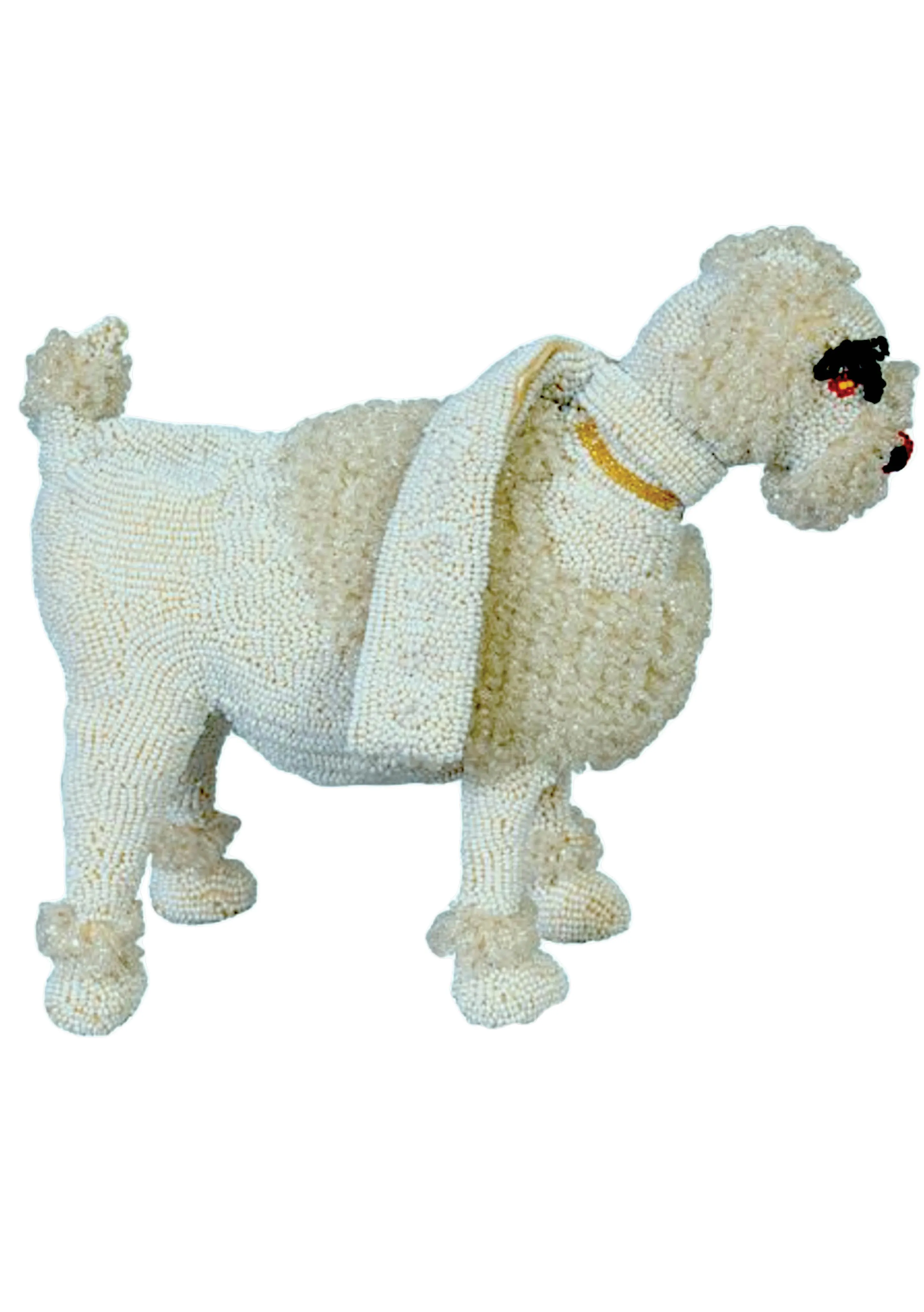 Rare 1950s White Beaded Poodle Figural Handbag - New!
