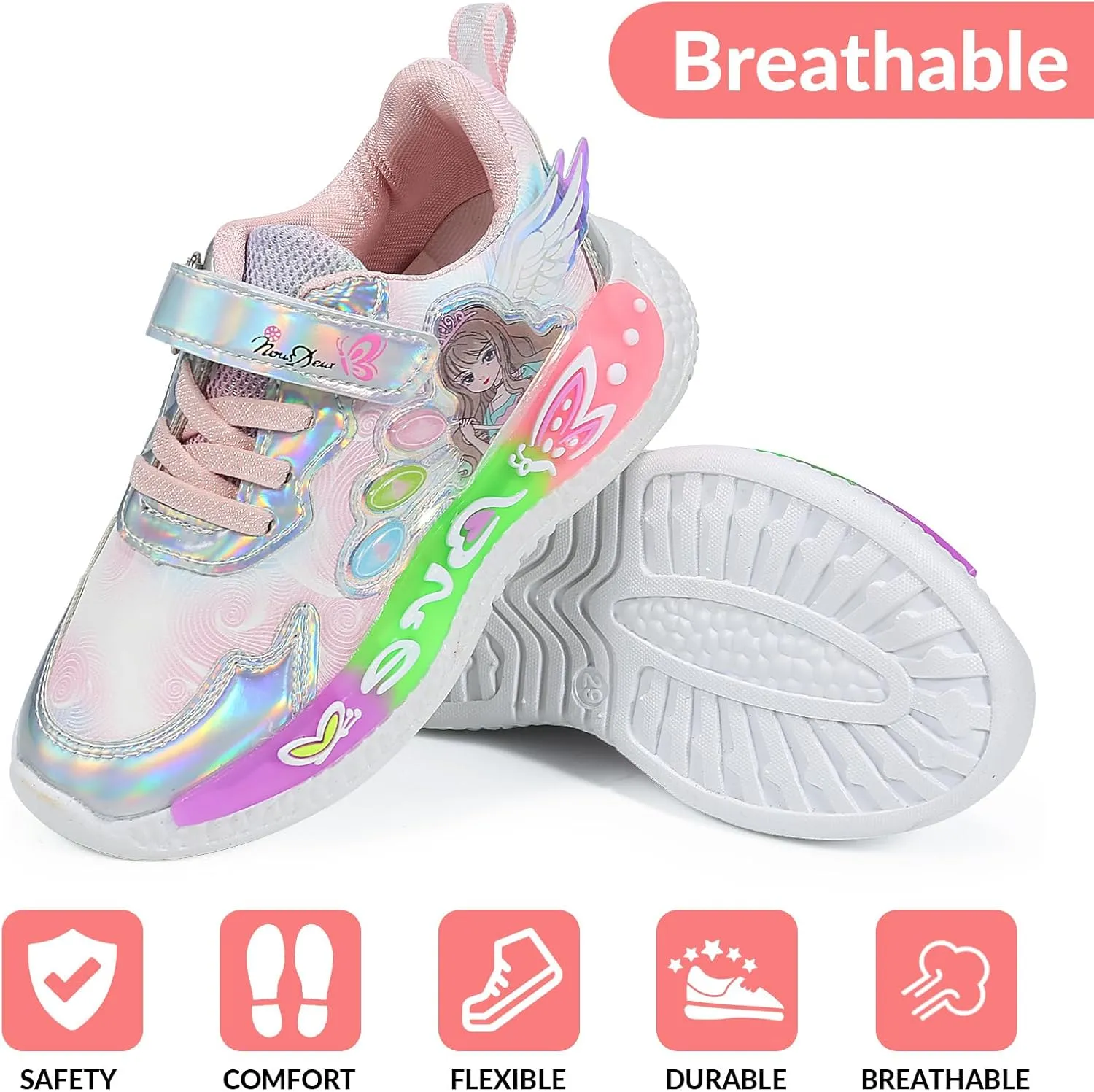 RAYCHY Children's Casual Shoes Boys Breathable Non-Slip Light Sneakers Unisex Luminous Sneakers for Girls Sport Running Shoes