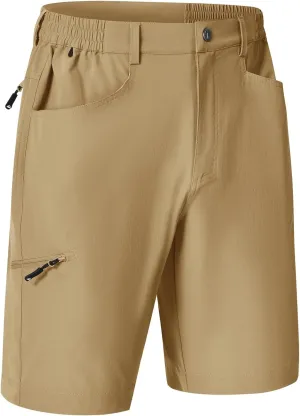 Rdruko Men's 9” Golf Shorts Stretch 4 Pockets Dress Shorts Elastic Waist Casual Flat Front Quick Dri Work Hiking Zip Cargo