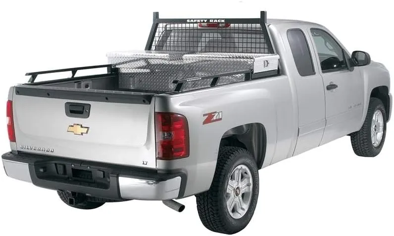 RealTruck Backrack Side Rails to use w/ 21" Toolbox | Black, No Drill | 65501TB | Fits 1999-2016 Ford F-250/F-350 6.5' Bed