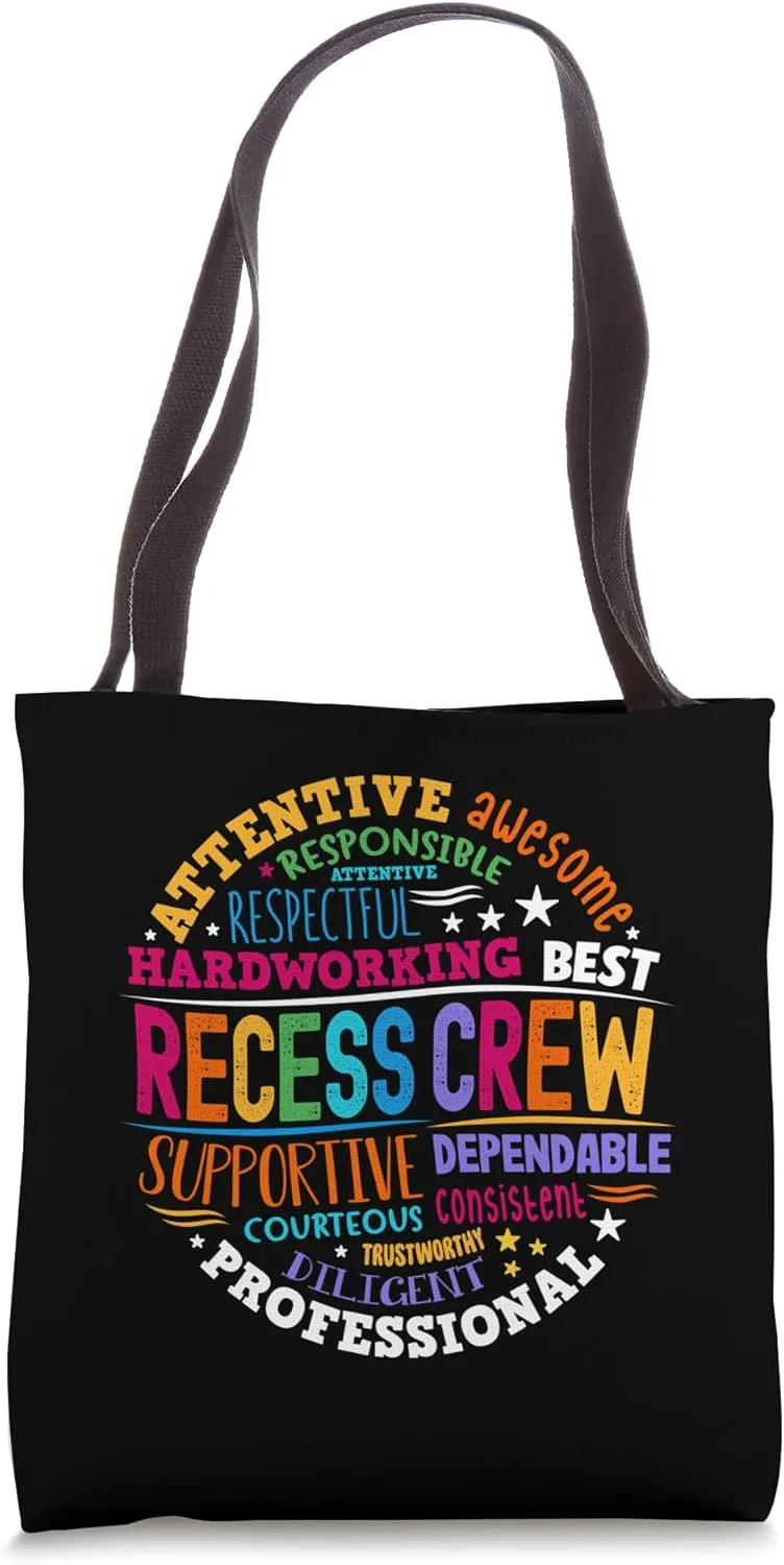 Recess Crew Squad Teachers Students Monitor Back to School Tote Bag