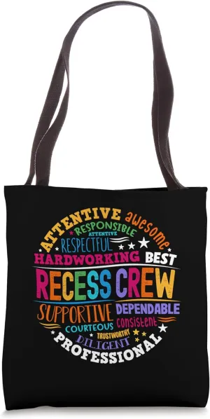 Recess Crew Squad Teachers Students Monitor Back to School Tote Bag